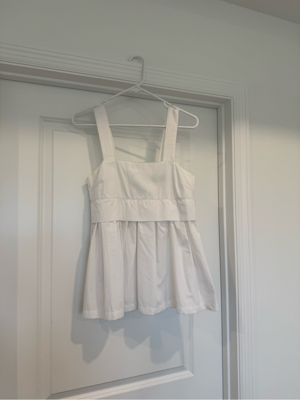 Pomander Place White Square Neck Top with Gathered Skirt